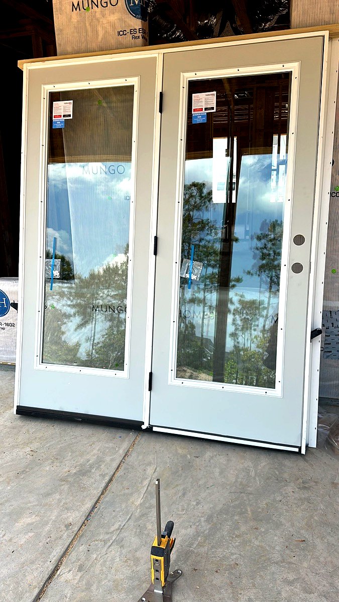 Therma-Tru premium double patio doors prepared for frame installation in South Carolina
